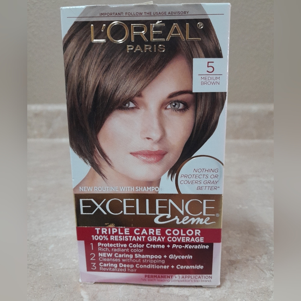 L'Oreal Excellence Creme Triple Care Hair 5 Medium Brown NWT Size:OS